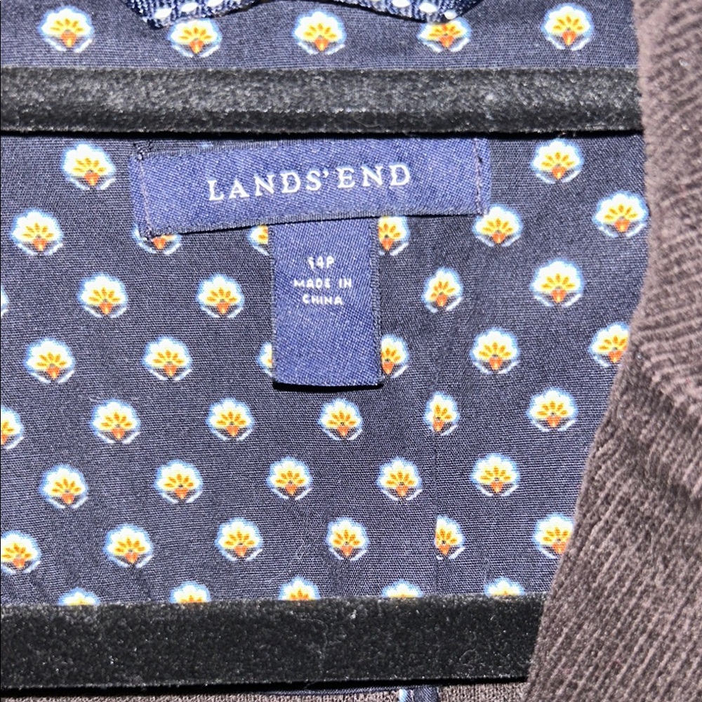 Lands' End Navy Floral Blouse